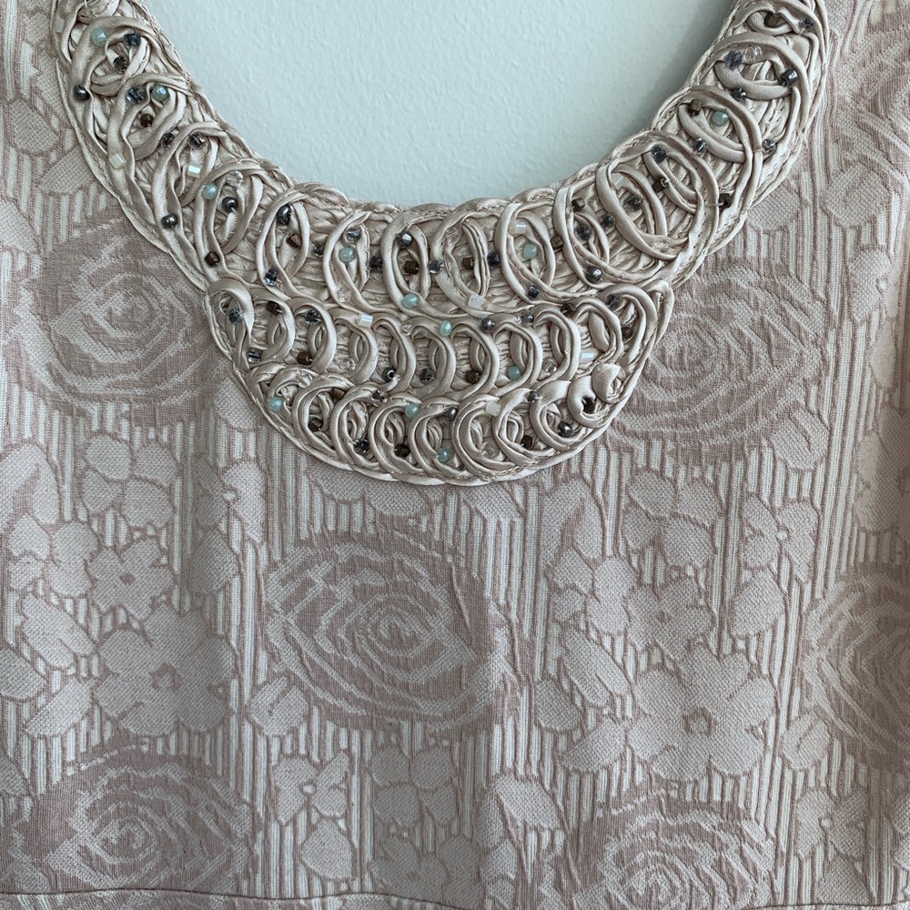 Free People Floral Sleeveless Mini Tan Dress Size S - Picture 4 of 5